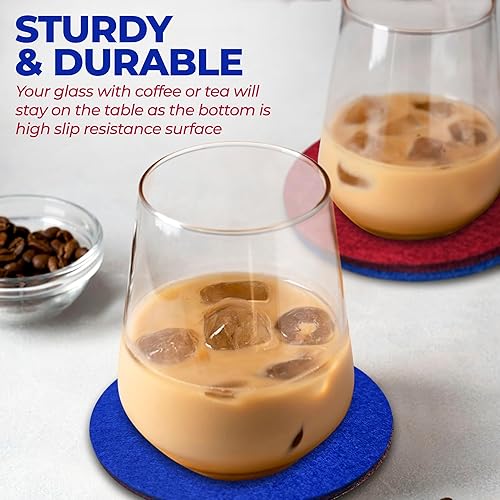 Miniatura 4 de AA Wonders - Posavasos de fieltro absorbente de alta calidad para bebidas, protege muebles, mesa, escritorio, 4 x 4 pulgadas (círculo, 6 unidades,