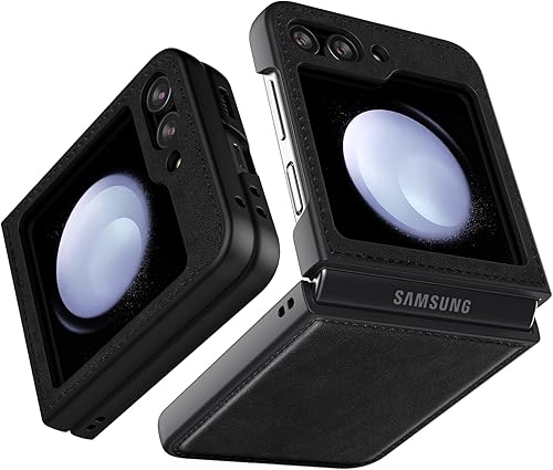 Miniatura 7 de Foluu Funda de piel sintética para Samsung Galaxy Z Flip 5 5G, funda de piel sintética + carcasa rígida de policarbonato ultrafina y duradera