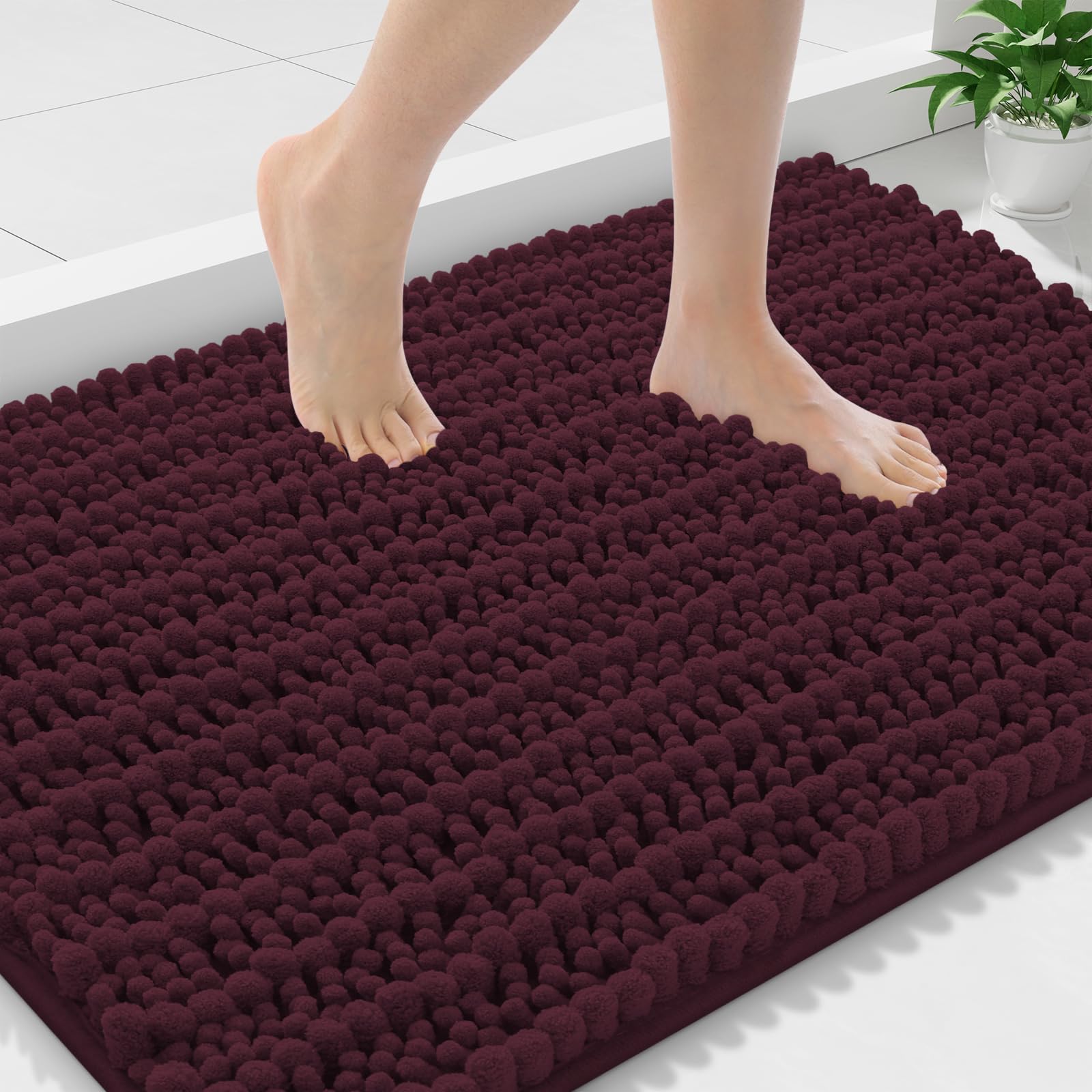 Smiry Bathroom Rugs 36X24, Extra Soft Rubber Backing Chenille Bath Mats