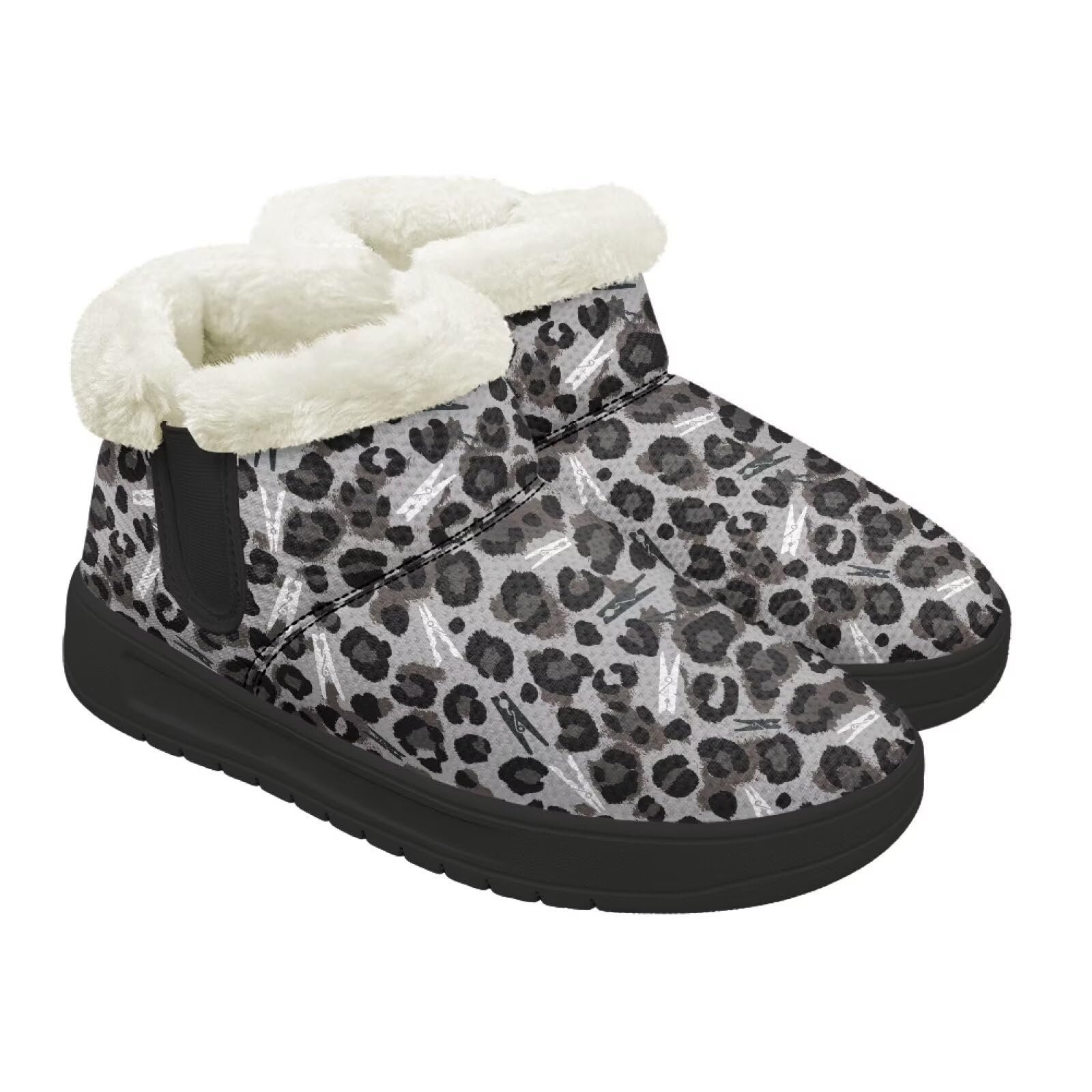 KEIAHUAN Women Snow Boots Fur Lined Tennis Booties Comfortable Slip On Outdoor Snow Shoes with Fuzzy Collar