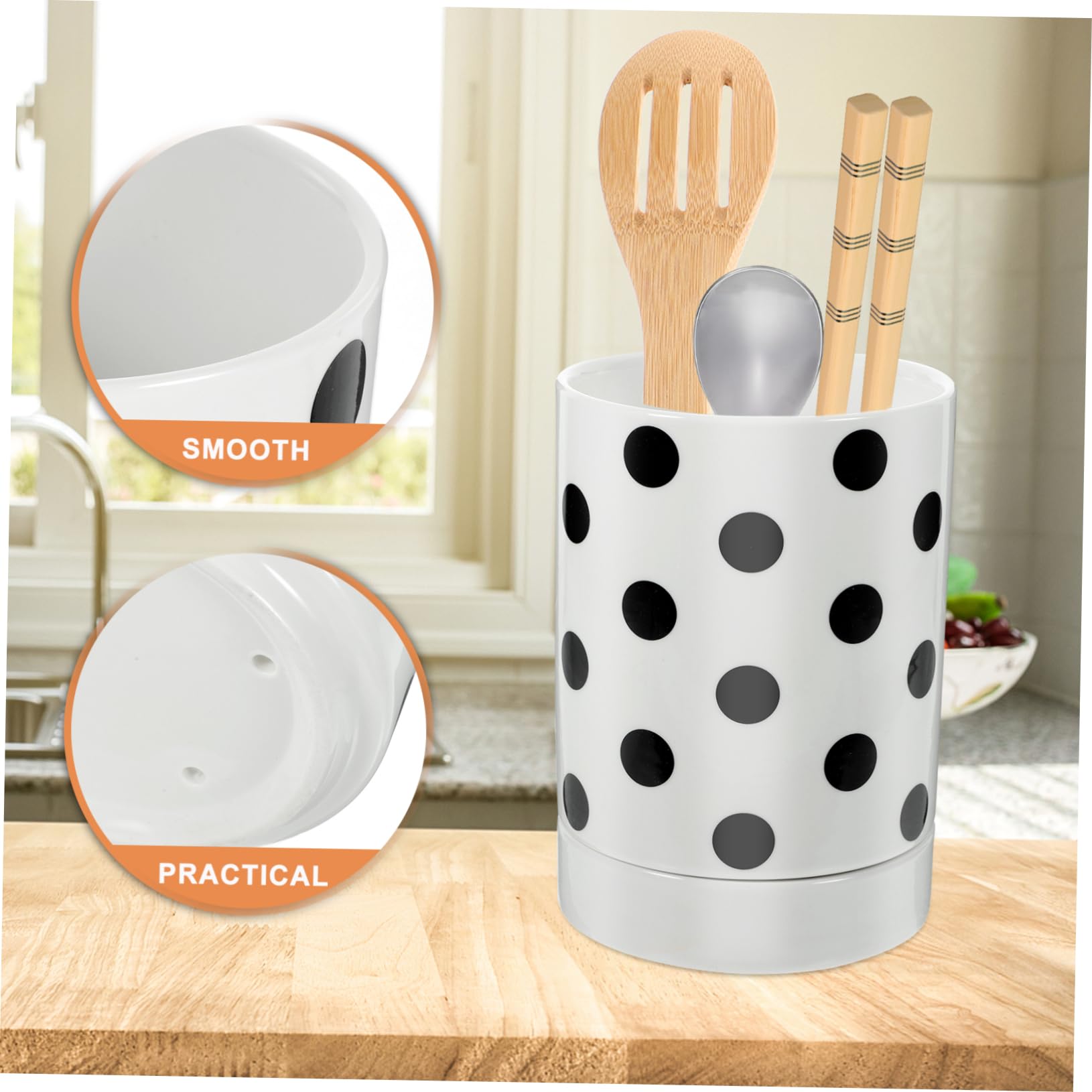 Cabilock Soporte Capa de Cerámica para Utensilios Doble Cocina Escurridor y Accesorio Funcional Almacenamiento para Palillos Cubiertos para Encimera