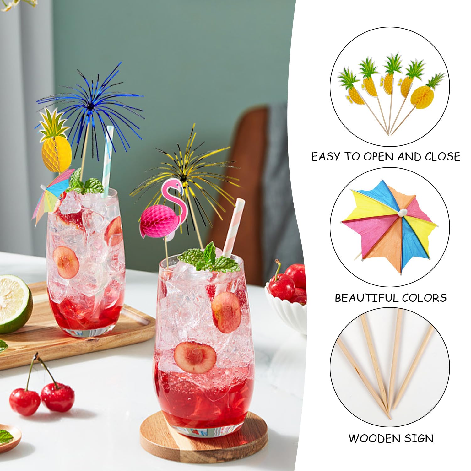 Set Di Decorazioni Per Cocktail Da 100 Pezzi, Inserti Per Decorare Torte, Cannucce Per Feste Estive, Agitatori Per Cocktail
