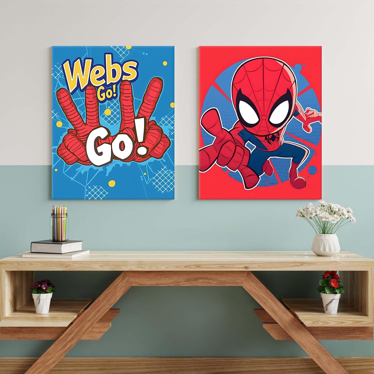 GUN SUPPLIES OUTLET LLC Idea Nuova Spidey and His Amazing Friends Canvas Wall Art, Canvas Print Wall Decor for Living Room Bedroom Home Bathroom