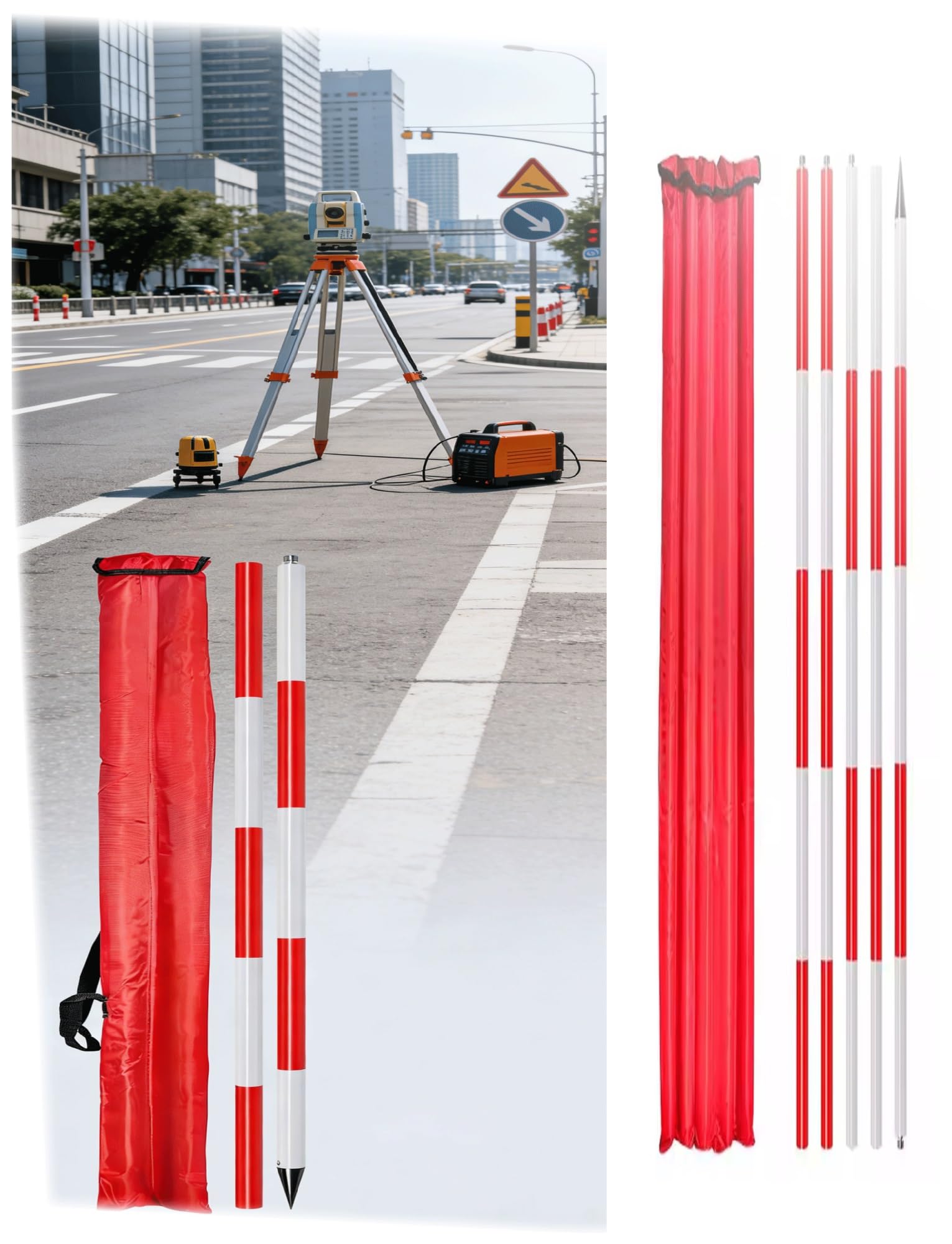 Genérico Vara de medición graduada de Aluminio para levantamientos topográficos precisos, medición de Profundidad, Ideal para proyectos de construcción y Obras Viales.