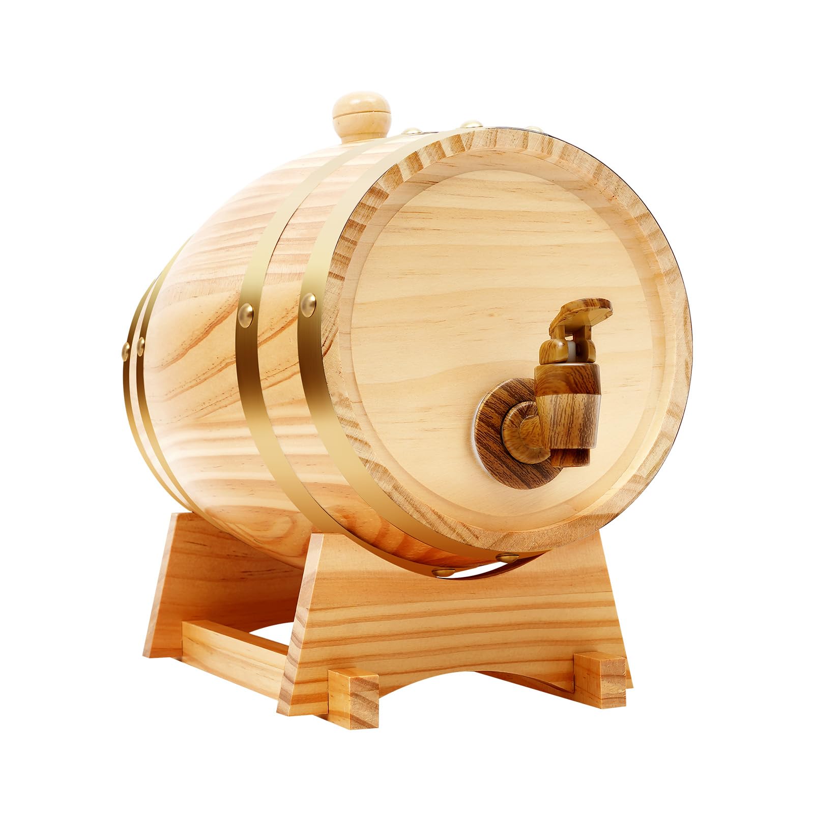 Barril de vino de madera de 3 litros con caballete y grifo, barril de whisky para almacenamiento de whisky, vino