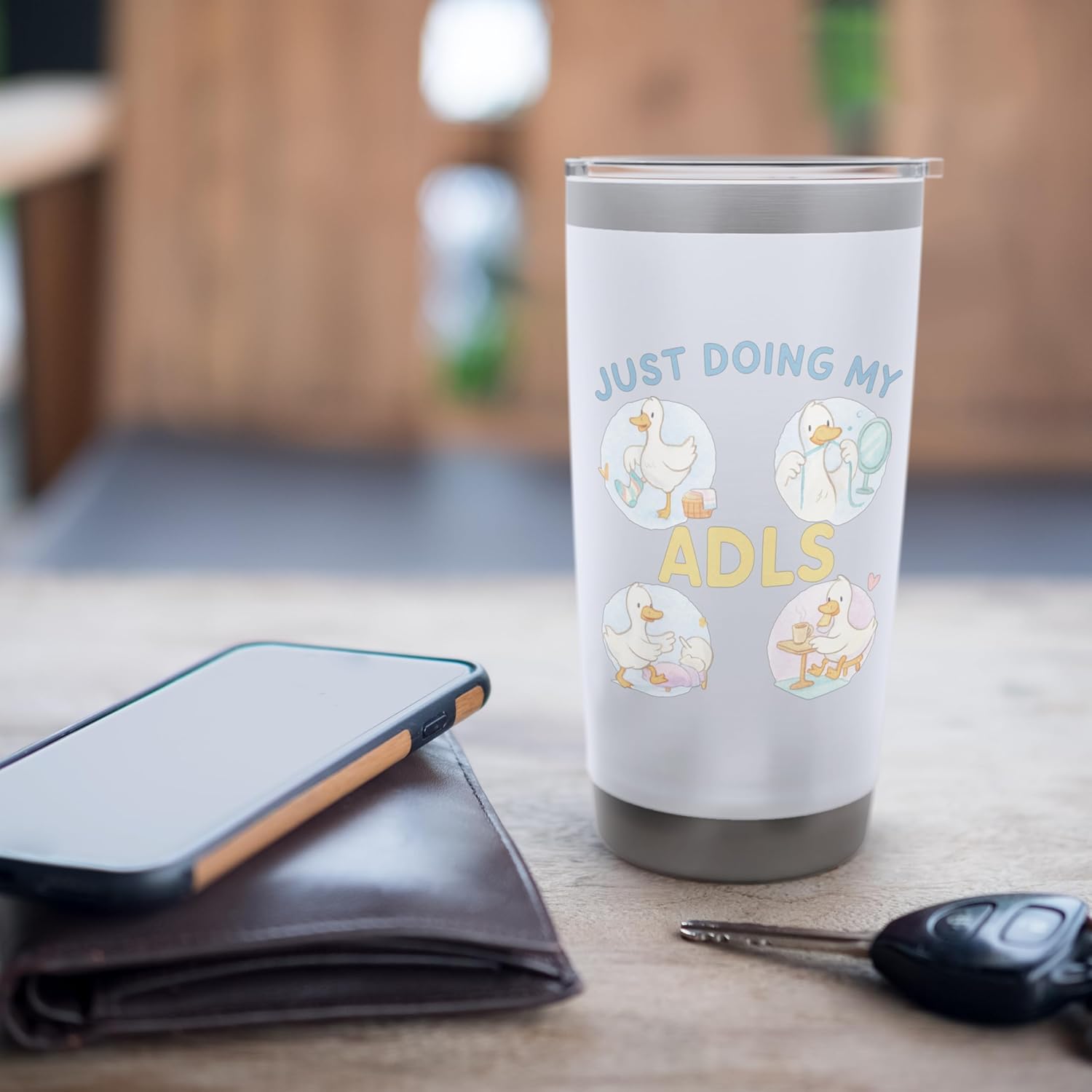 Just Doing My ADLs Cute Duck Occupational Therapy Design Stainless Steel Insulated Tumbler - Image 7