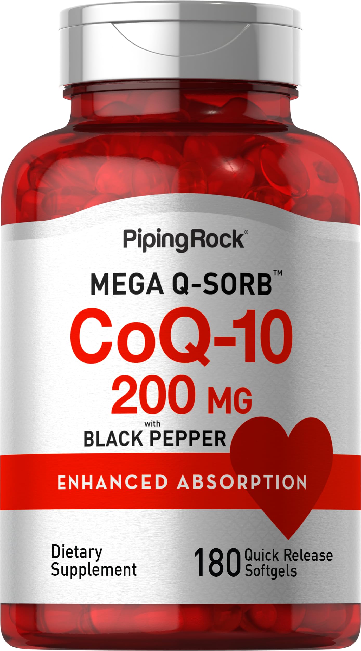 Piping Rock CoQ10 200mg | 180 Softgel Capsules