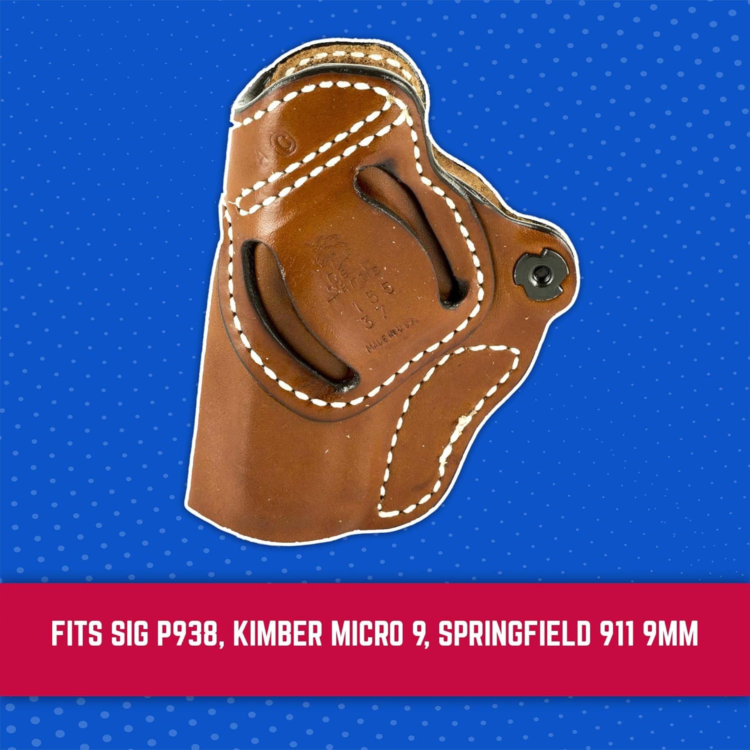 Desantis Criss Cross OWB Holster - Leather, Right Hand, Adjustable Gun Holster for Pistols, Compatible with The SIG P938, Kimber Micro 9, Springfield 911 9mm - Right Hand Draw, Tan