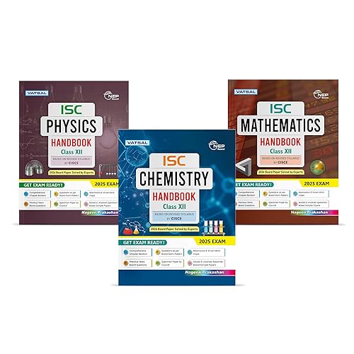 Vatsal ISC Handbooks Physics, Chemistry and Mathematics Class 12th For Board Exam 2025 (Set of 3 Combos Handbook PCM) - Nageen Prakashan
