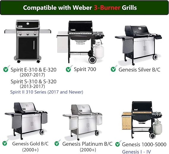 Hongso Spirit E310 Polished Porcelain Cast Iron Grill Grates for Weber Spirit 300 Series E/S 310 320 330, Spirit 700, Genesis Silver Gold B/C, Genesis Platinum B/C Grills, 17.5 x 11.5 inch for 7638
