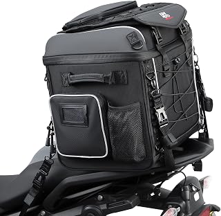 KEMIMOTO Motorcycle Tail Bag with Insulated Cooler Pocket, Waterproof | Motorcycle Rear Seat Bag for Travel Camping Touring, Keep Drinks Cold & Food Warm, Universal Fit for Dirt Bike Cruiser ATV