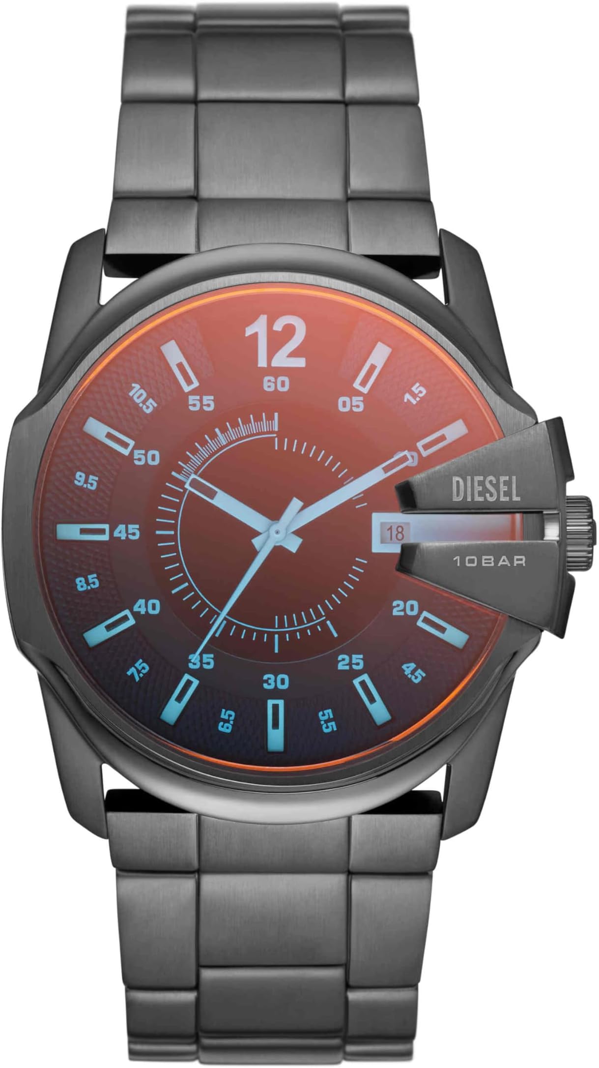 Diesel Men's Master Chief Three-Hand Date,44 mm Case Size, Stainless Steel Watch
