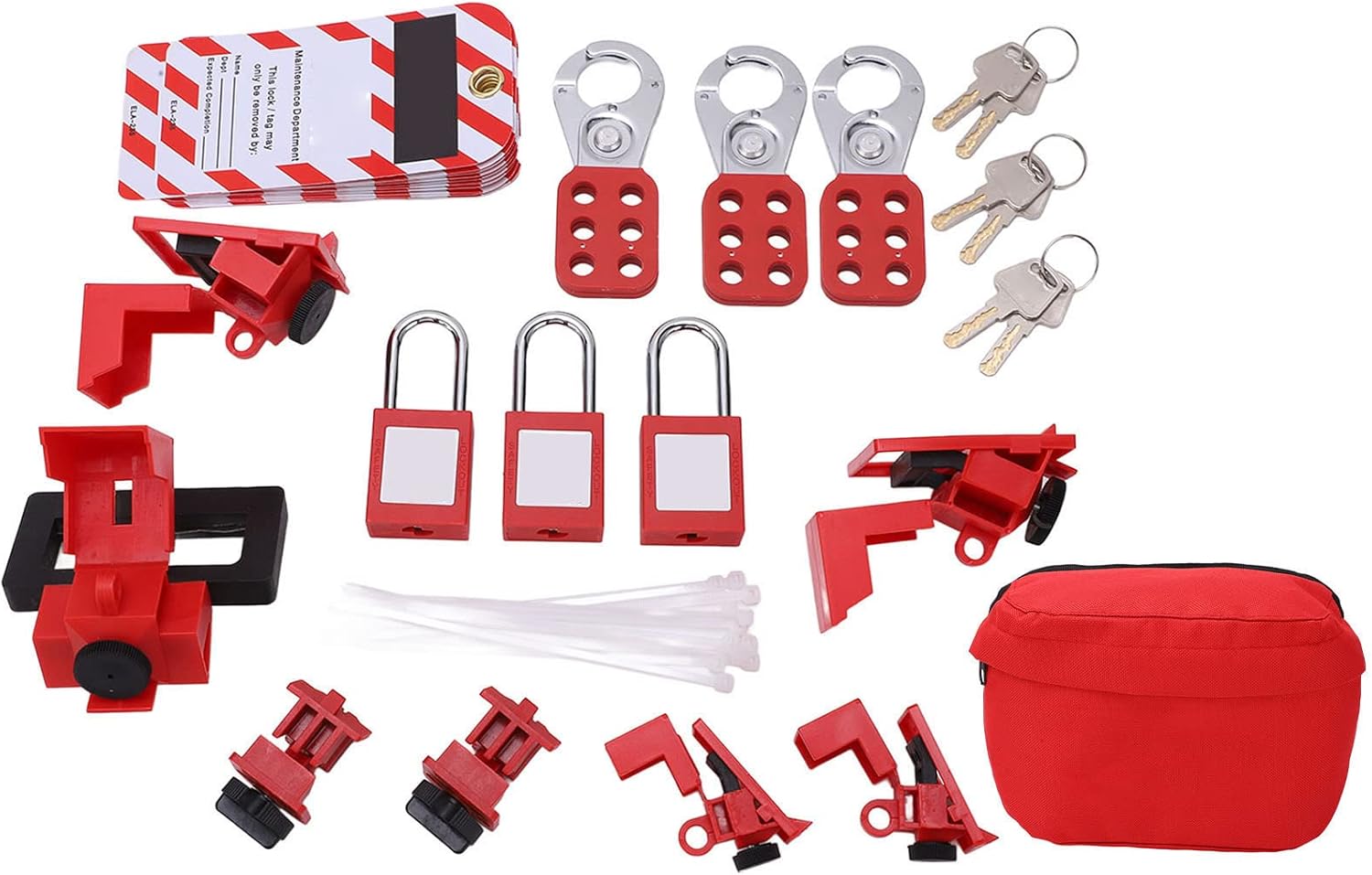 Lockout Tagout Kit Electrical Loto Tag Hasp Padlock Breaker Lock Out Device Storage Bag for Industrial Use