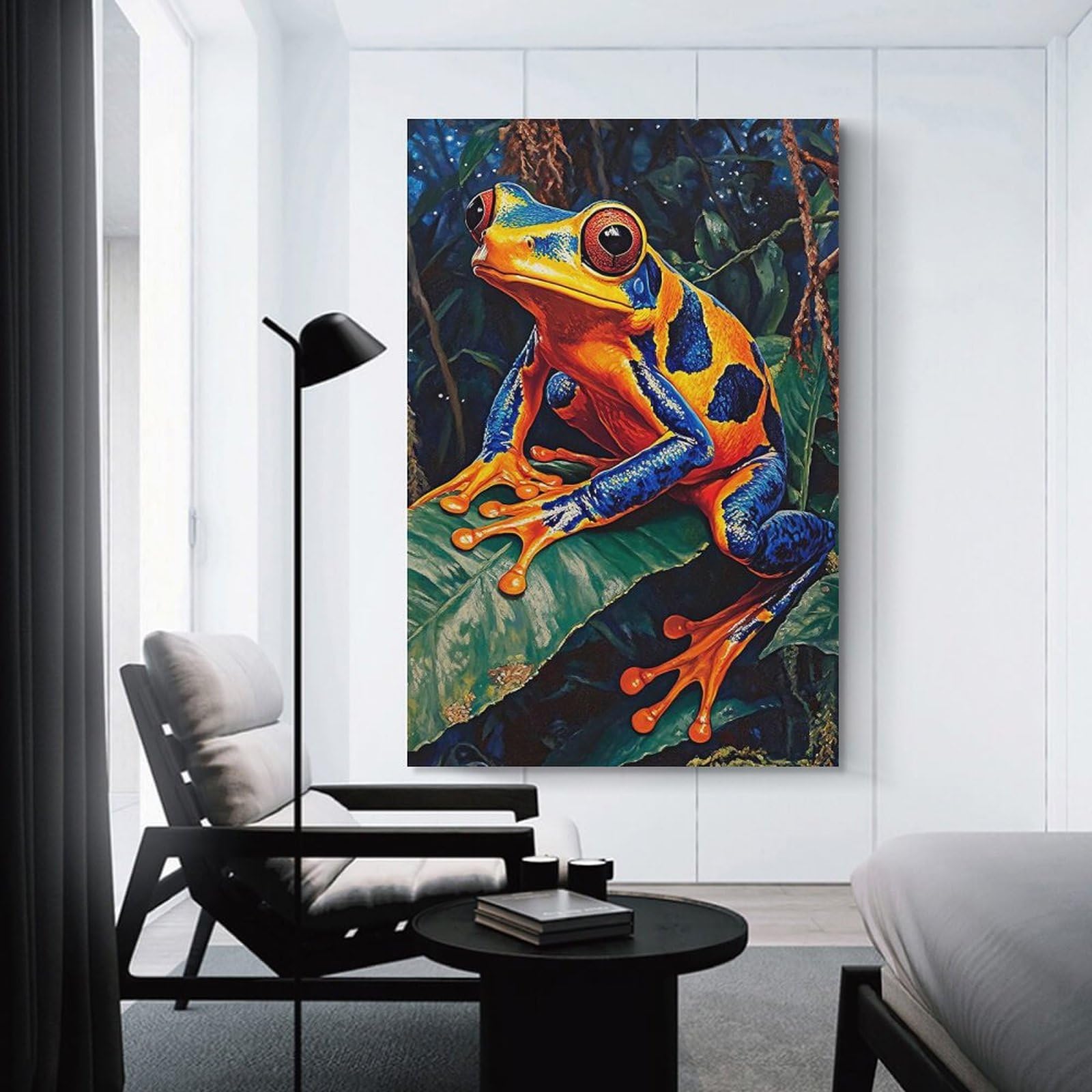 Junmoney Unframe-Style-20 Canvas Wall Art Vibrant Rainforest Frog, 20X30inch(50X75cm), For Bedroom, Lounge Or Dressing Area, Canvas Wall Decor For Personal Spaces