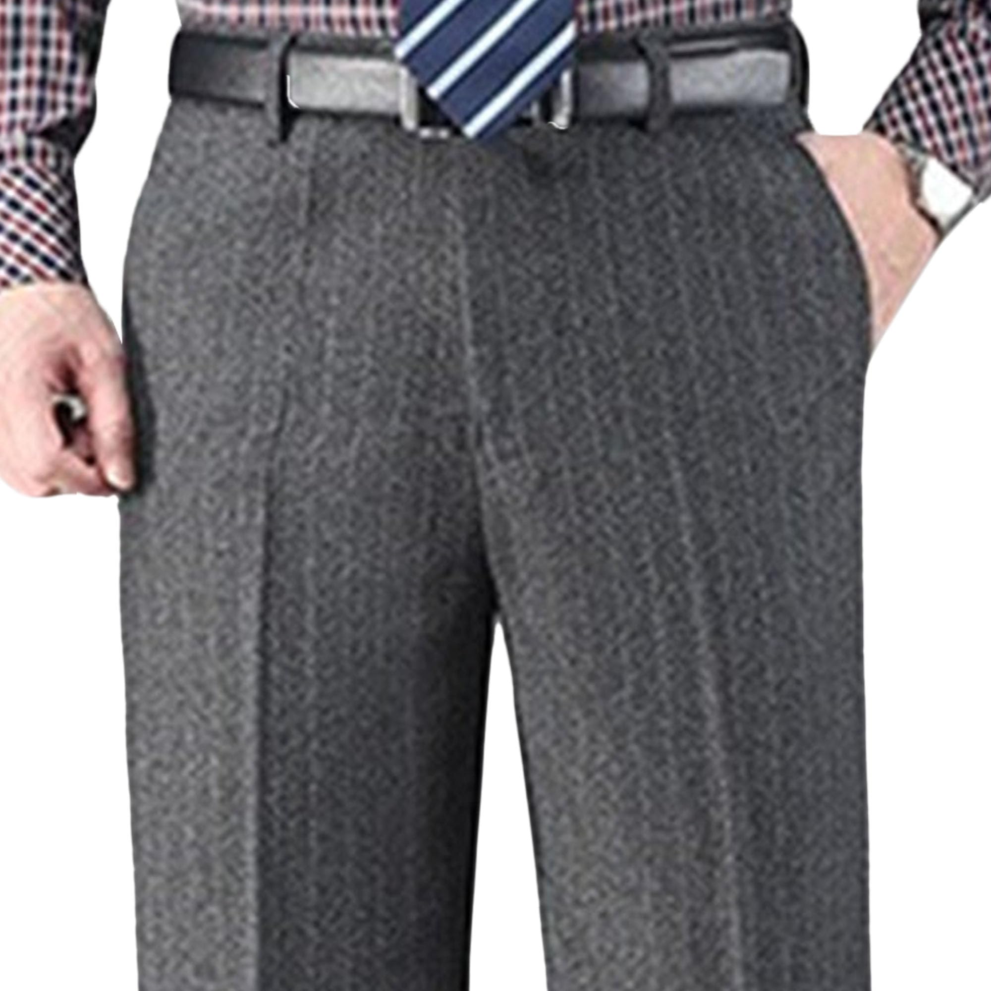 Męskie spodnie garniturowe retro gruba wełniana jodełka tweed biznesowe spodnie na co dzień w jodełkę spodnie do codziennego garnituru