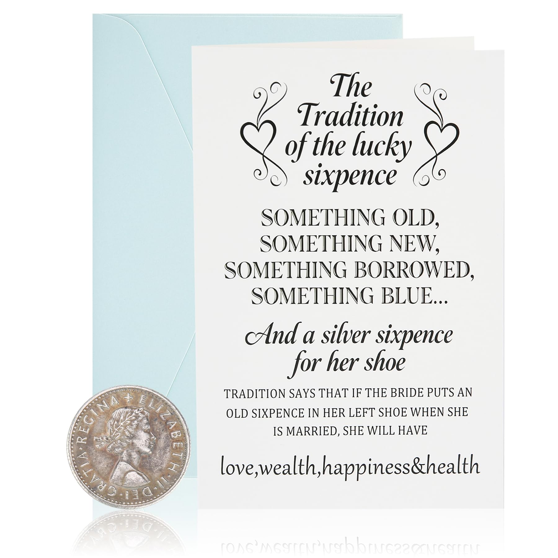 Six Pence Coins for Wedding - Sixpence for Bride, Coin for Wedding Day Shoe, Something Old, New, Borrowed & Blue The Bride'S Shoe, Traditional Keepsake Coin, With Card for Friends Colleagues Gift