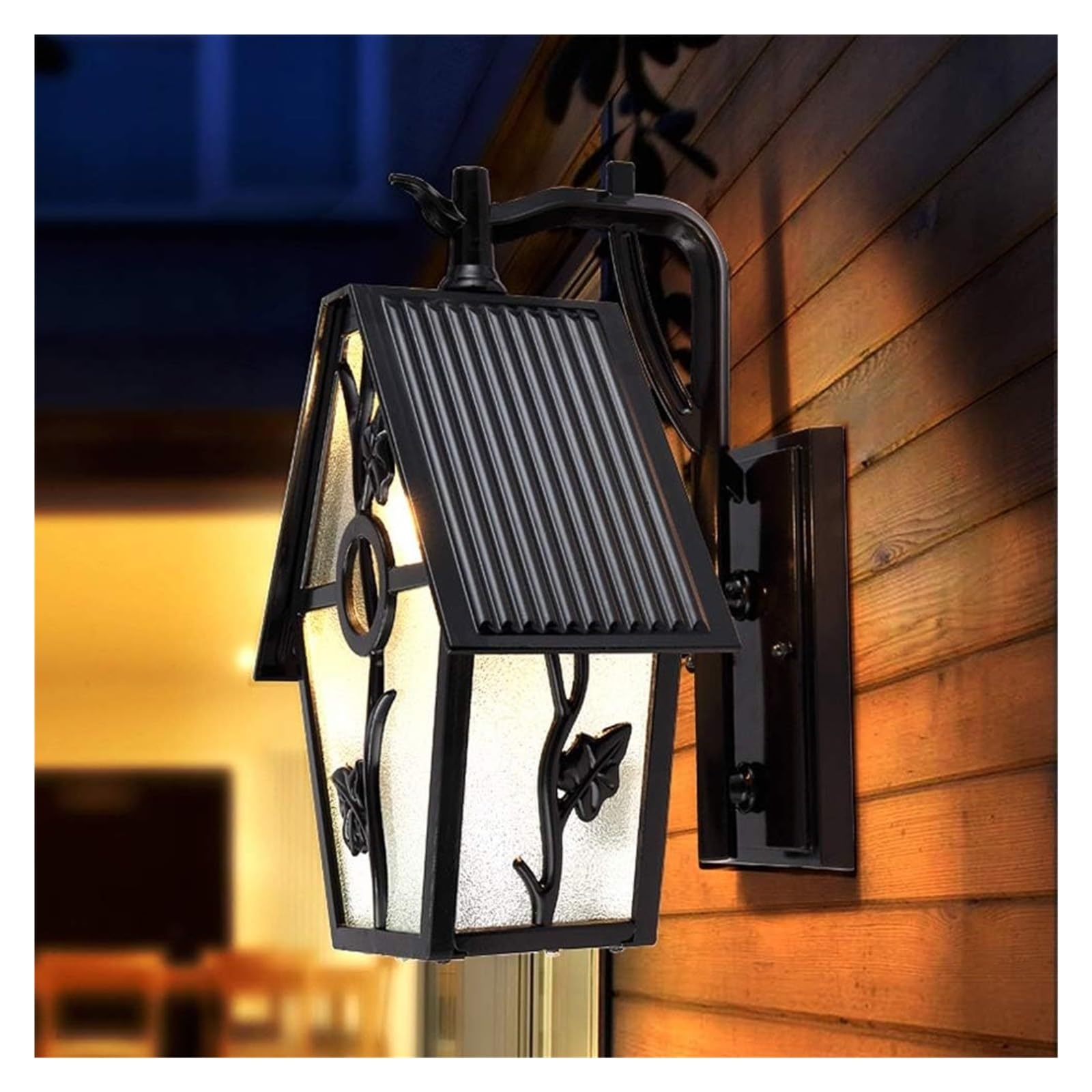 Apliques de pared LED, lámpara de pared exterior con forma de techo, estilo retro creativo, resistente al agua IP55, para jardín, terraza, pasillo, aplique de pared de aluminio, luz para patio, s