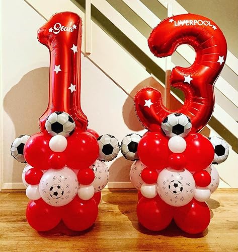 Miniatura 25 de Globos rojos de 40 pulgadas con el número 21 o 12 gigantes, 12 globos rojos de cumpleaños 21, globos de 12 años, suministros de decoración de fiesta
