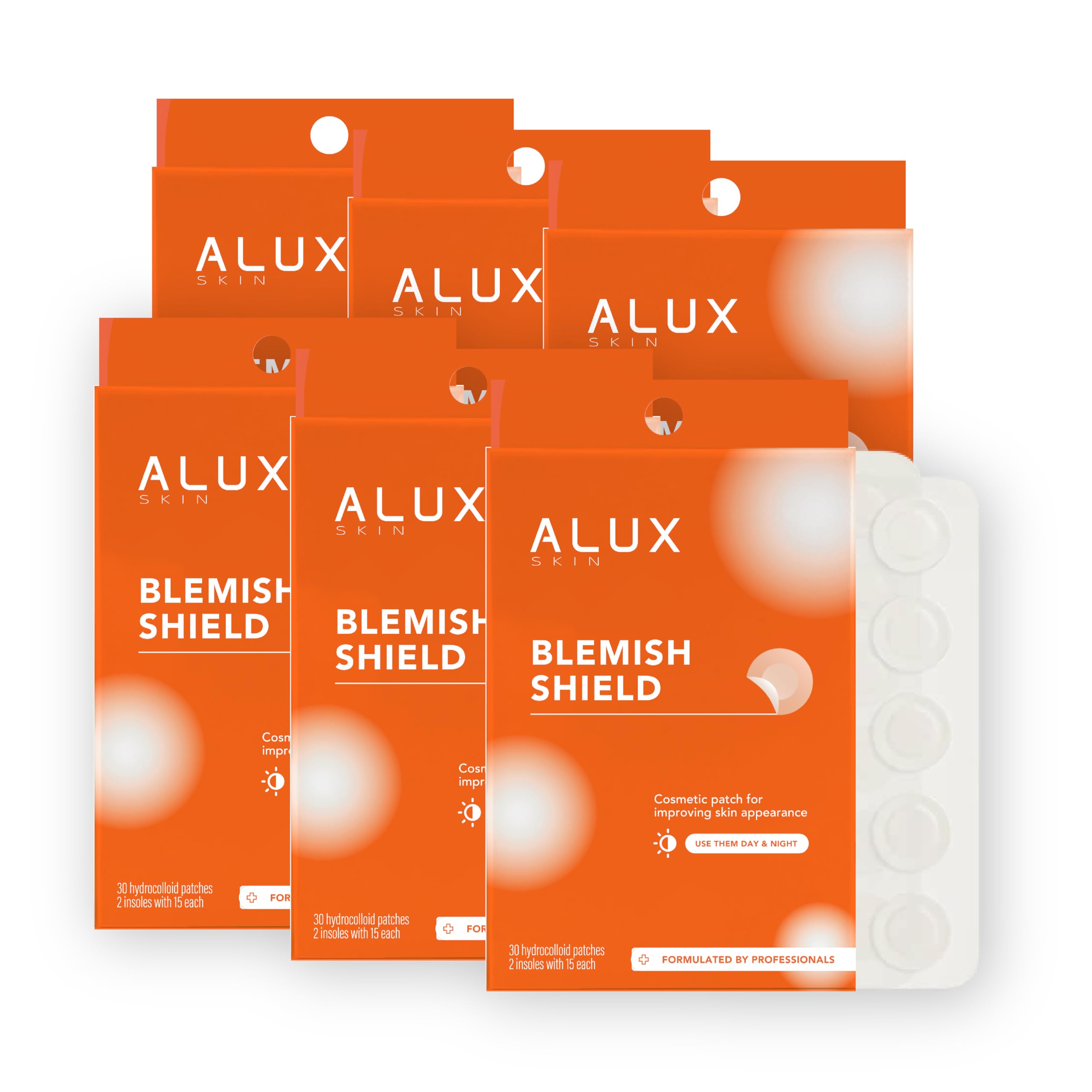 ALUX Skin Pimple Patches for Face, 30 Unit, Hydrocolloid Skin Care Acne Patches, Safe for Sensitive Skin, Use Under Makeup, Absorbing Spot Cover Stickers for Zits, Pimples, Breakouts, 6 pack