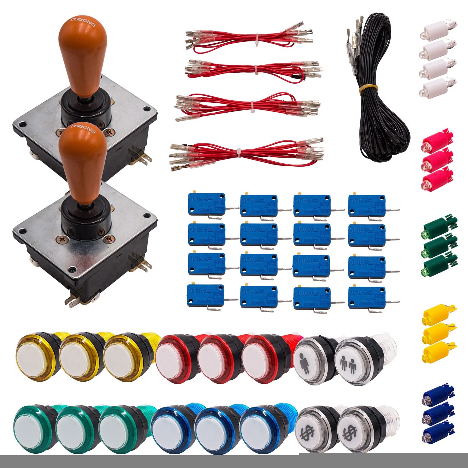 Kit Joystick e Pulsanti Arcade 2 Giocatori Luminosi Pulsanti Cuori Bianchi Joystick Coreani Cavo Gpio Videogiochi Retro Gaming