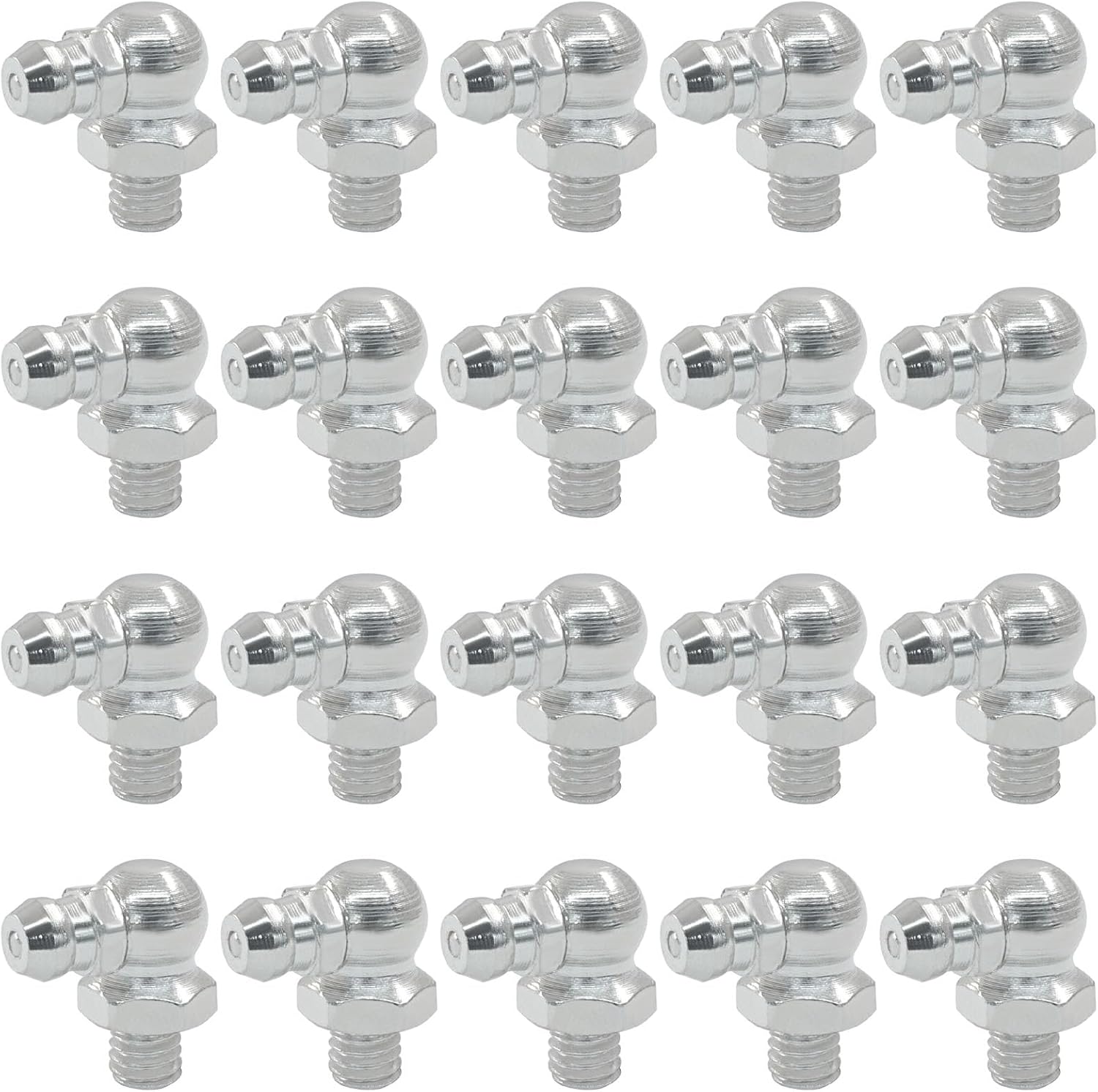 M6 90 Degree Grease Fitting, Brass M6 x 1mm Male Thread Zerk Nipple Nozzle Fittings, 20Pcs