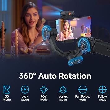 ZHIYUN Smooth 5S AI Combo 3-Axis Gimbal Stabilizer for iPhone 15 Pro Max & Android Smartphone Gimbal with AI Tracker, Built-in Fill Light, Tripod, Phone Stabilizer for Video Recording Vlog Filming