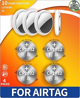 Replacement Batteries for Apple AirTag - Perfectly Fits AirTag - No Bitter Coating, OEM CR2032 Battery (Pack of 4)