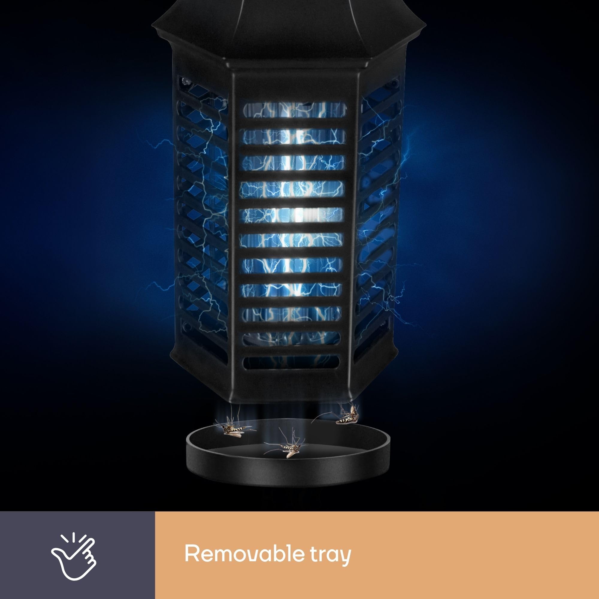 Perel Mata Insectos LED UV eléctrico, Rejilla 1000V, Funcionamiento silencioso, Bandeja extraíble, Cobertura Interior 25 m², diseño Seguro para el hogar