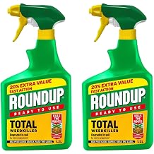 HOCHSTE Roundup Total Weedkiller Ready To Use, Fast Acting Weed Control Spray, Kills Annual & Perennial Weeds, Paths, Patios Drives Garden Use, 1L + 20% Extra, Pack of 2