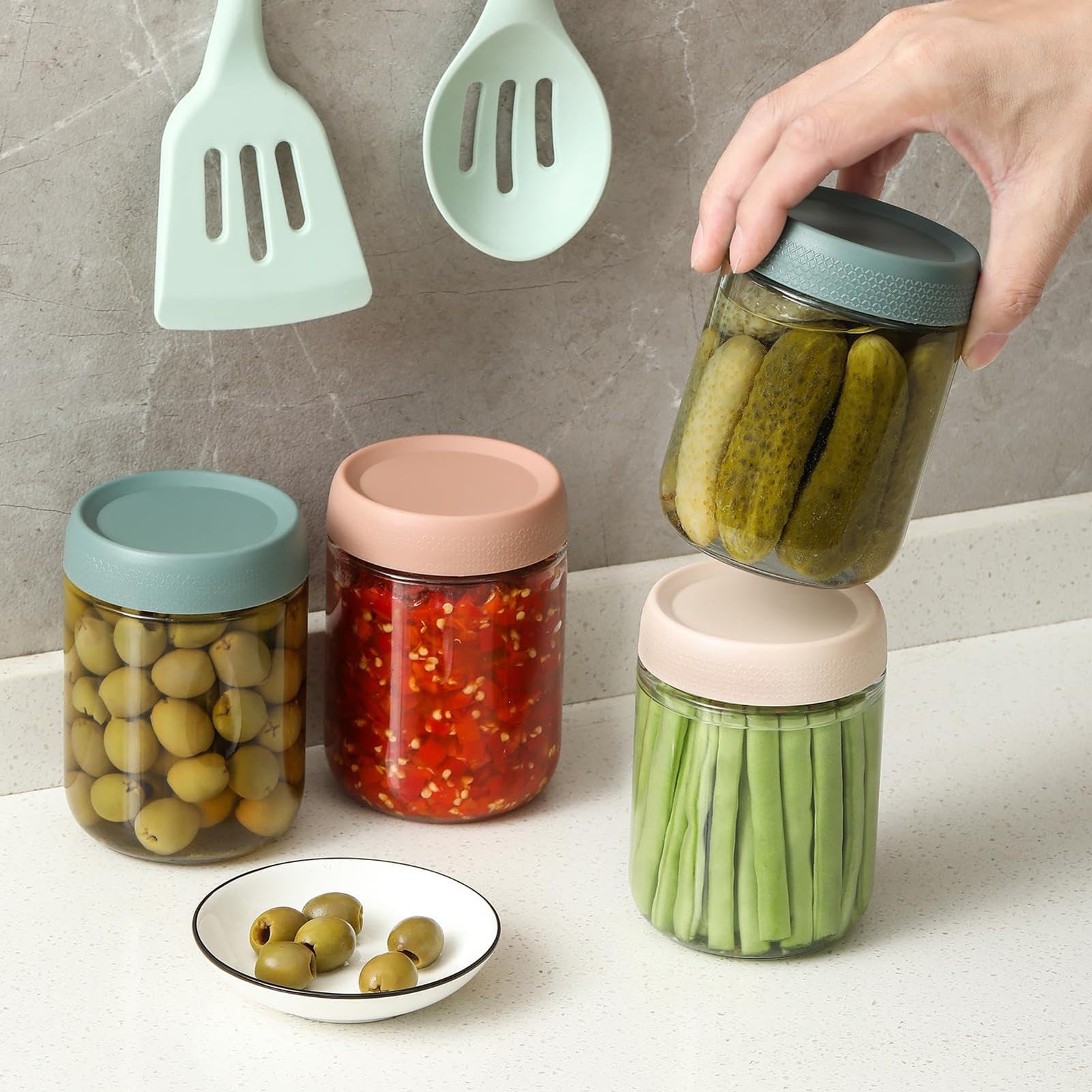 Pots à Overnight Oats Avec Couvercle 4 Pièces Bocaux Alimentaires Étanches