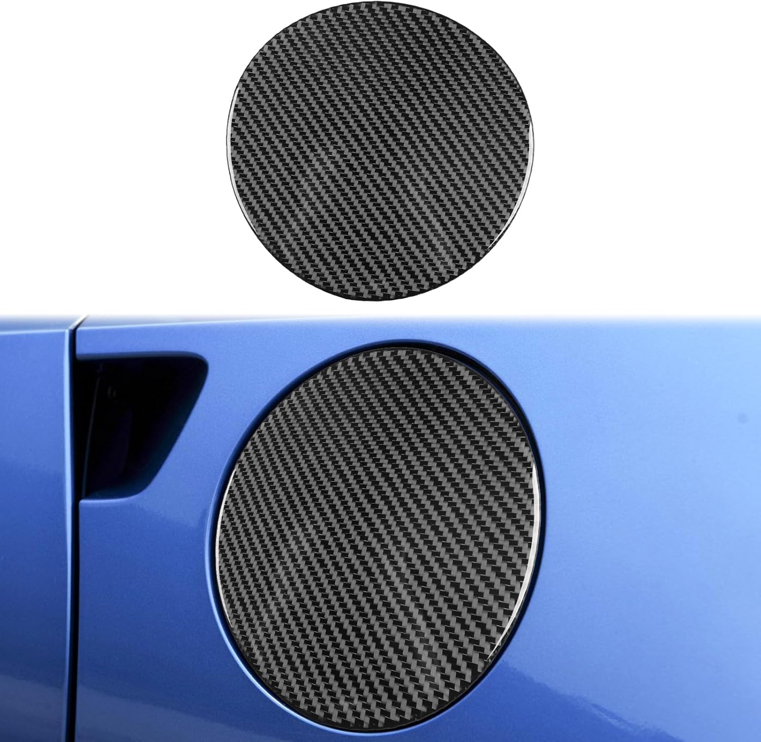 Car Gas Tank Cover Interior Accessories- Black Carbon Fiber Fuel Tank Cap Cover Plate Decal, 1-Piece Set Fuel Door Cover, Fits Corvette C7 2014-2019 Fuel Filler Door