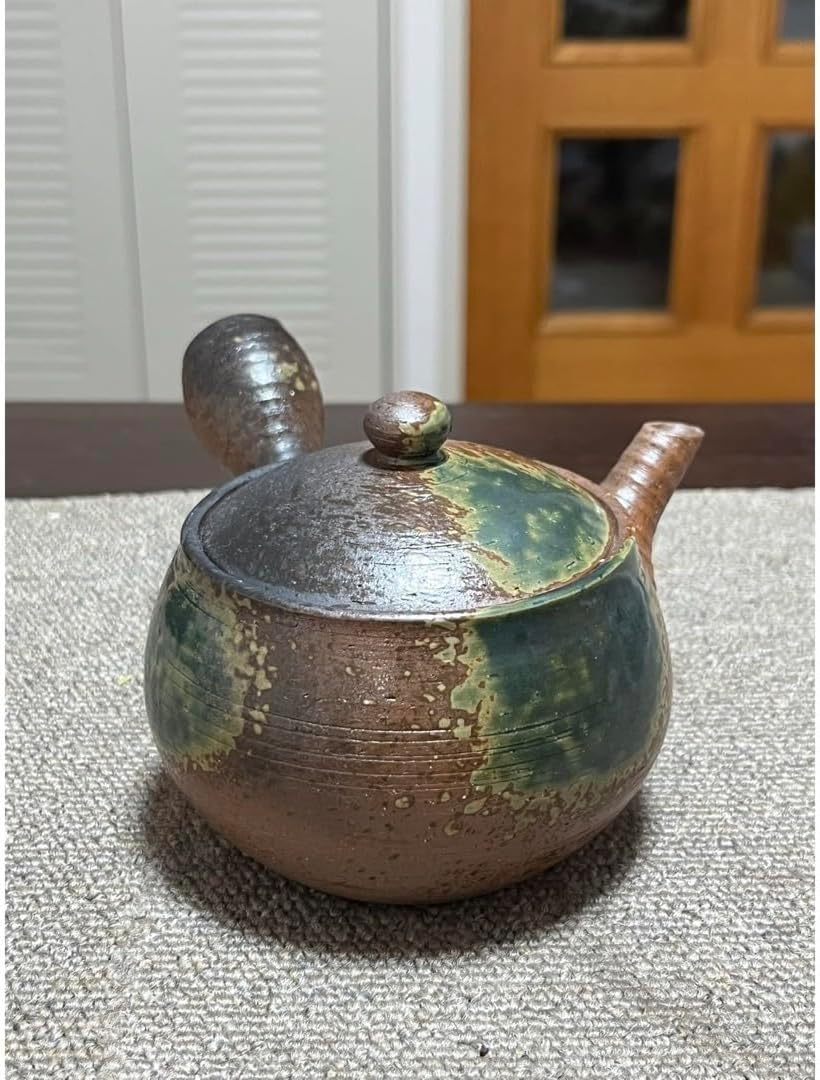 萬古焼 急須 在銘 横手急須 茶器 OF佐野利月 茶注 共布木