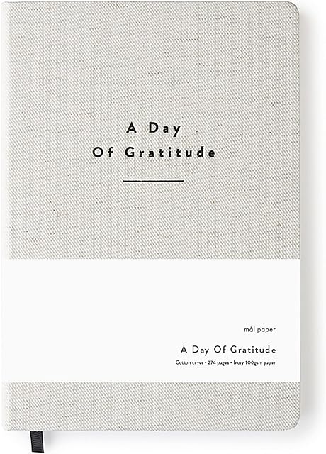 Mål Paper Daily Gratitude Journal - Cotton Hardback Diary | 6 Months Undated Daily Notebook with Affirmations, Quotes, Manifestation, Intentions & Day & Night Reflection | Mindfulness Gifts for Women