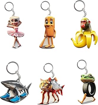 CZFSWT 6 Pcs Italian Brain Lot Key Chain Italian Party Favor Keychain Tung Tung Sahur Key Chain Perfect Key Chain Accessories Desktop Decoration