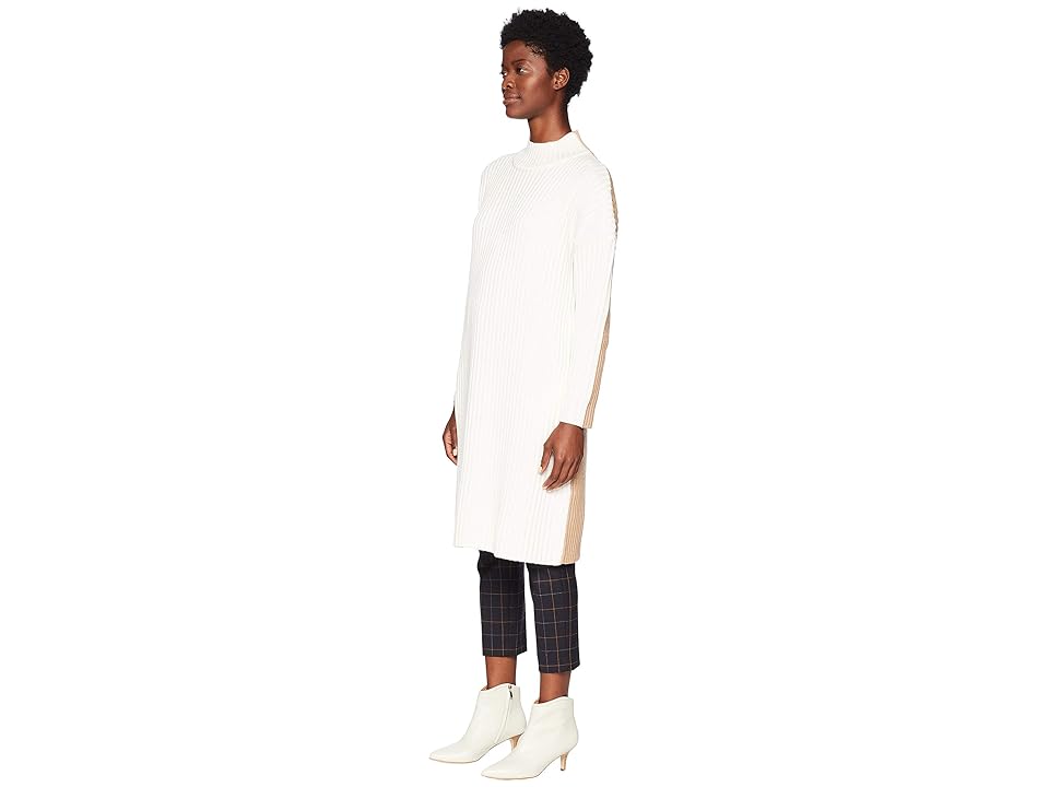 

Jil Sander Navy Long Sleeve Long and Wide Turtleneck Knit (Open White) Women's Clothing