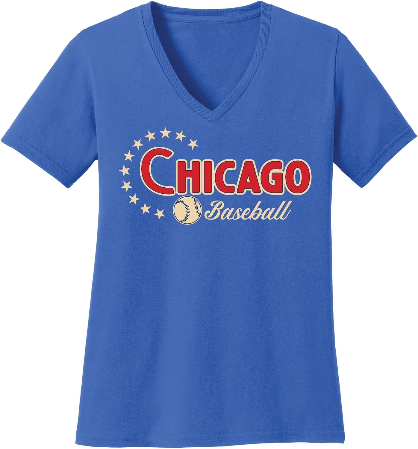 Womens Baseball V-Neck Short Sleeve Shirt