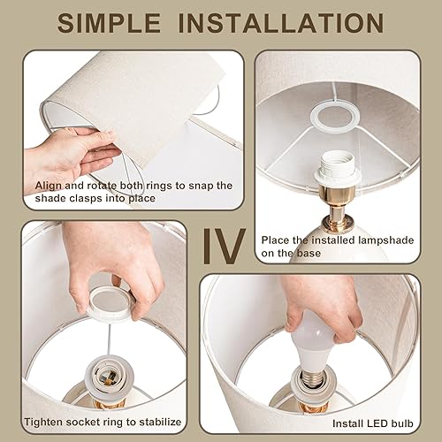 Miniatura 9 de Juego de 2 lámparas de mesa de 18.5 pulgadas para sala de estar, dormitorio, lámparas de noche para mesitas de noche, lámpara de mesa de noche de