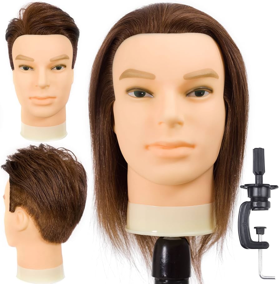 Amazon.co.jp: DIRUISI 男性用マネキンヘッド 100%人毛、8インチ 3B