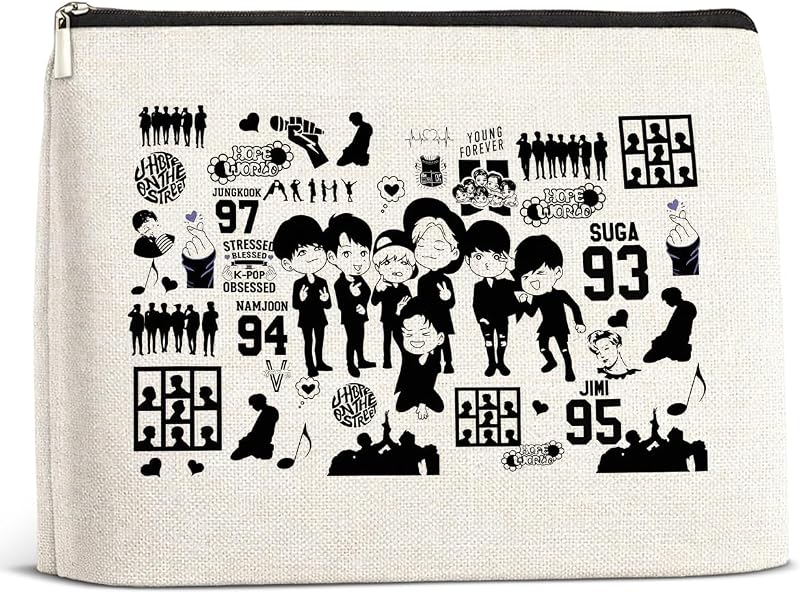 Necessaire SOFEGY Kpop com zíper, estampa Cartoon, 24,89 x 5,08 x 17,02 cm