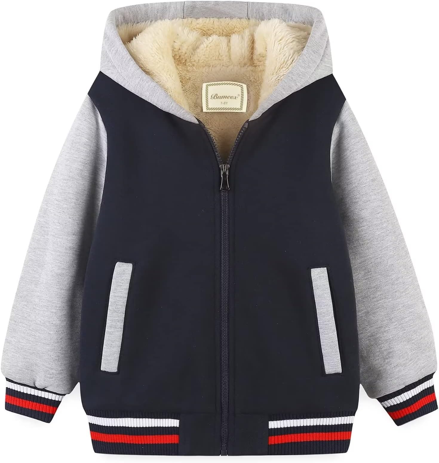 Kids Boy's Girl's Sherpa Fleece Lined Jacket Spring Fall Winter Zip up Sweatshirt Hoodie 2-14Y(Toddler/Kid)