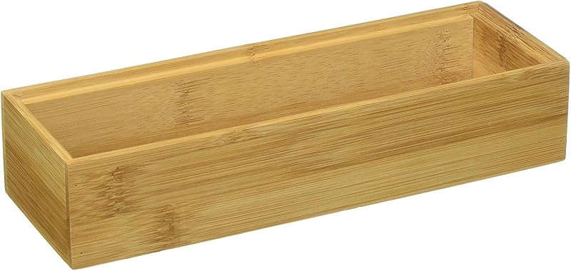 Lipper International 8181S Bamboo Wood Stacking Drawer Organizer Box, 3" x 9", Set of 2