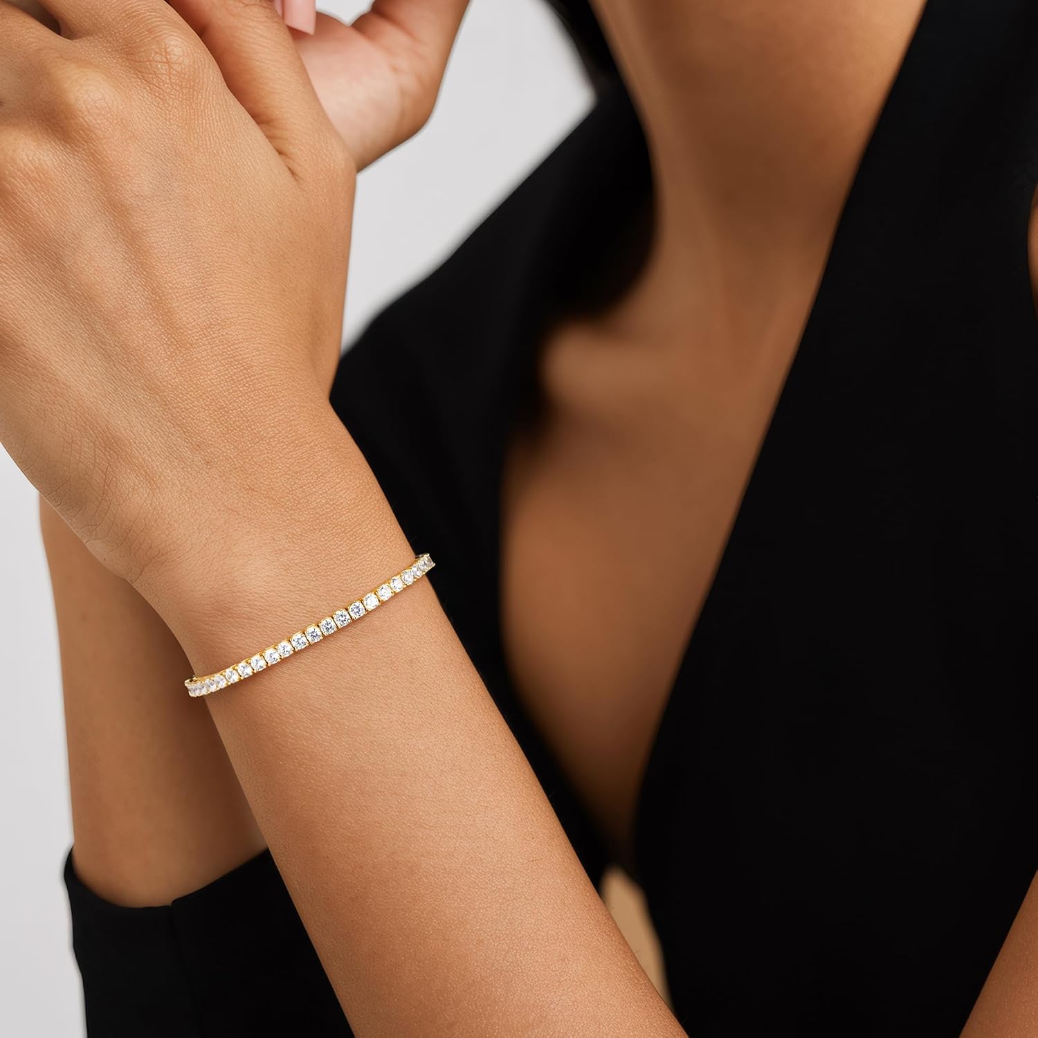 Turandoss 3MM Cubic Zirconia Tennis Bracelets for Women - 14K-Gold-Plated Tennis Bracelet Classic Sparkling Everyday Bracelets Trendy Jewelry Gifts Size 6.5-7.5 Inch