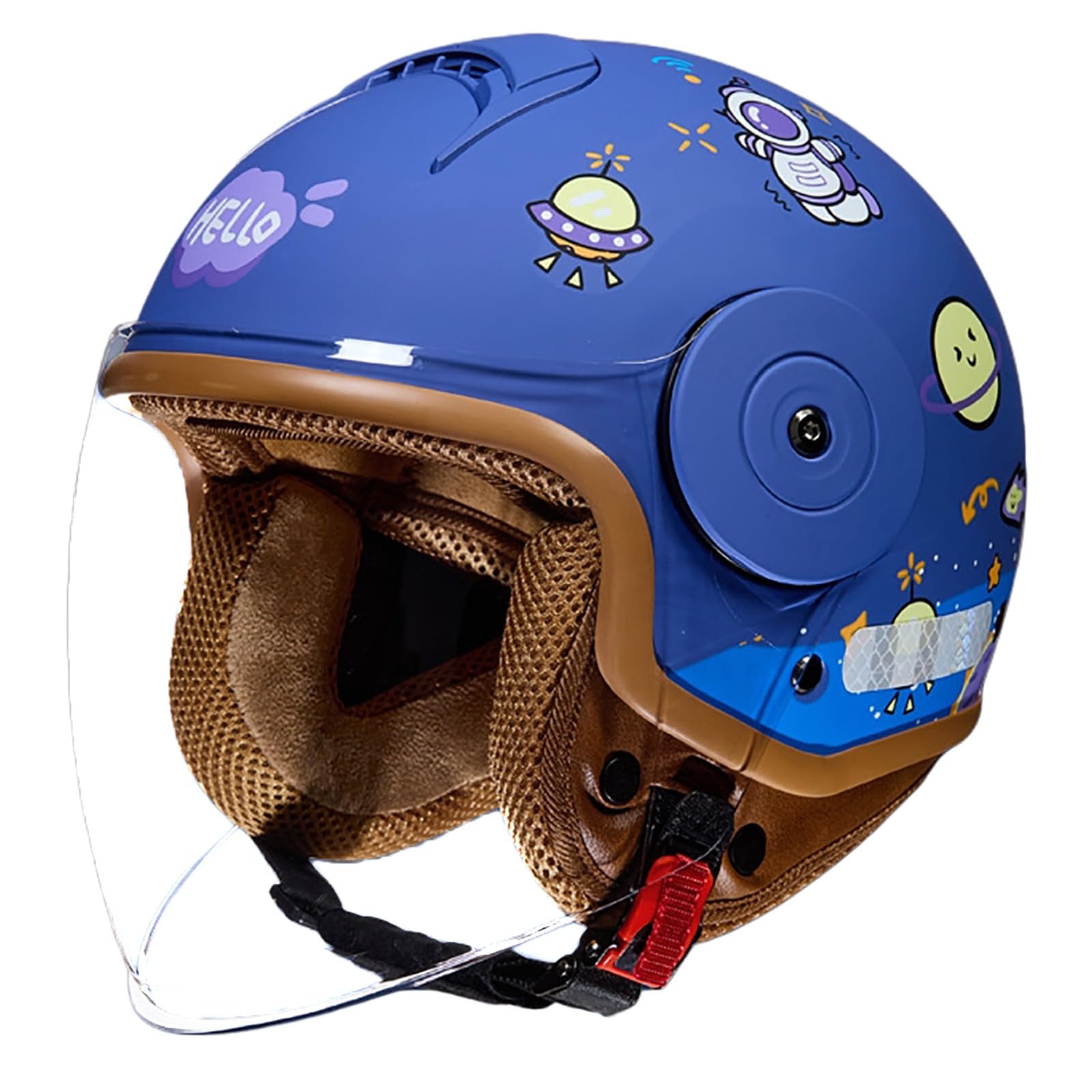 Kask dziecięcy, otwarty kask motocyklowy dla dzieci z wizjerem, regulowany kask na skuter, cruiser, motorower dla chłopców i dziewcząt w wieku 4-12 lat, 3 (48-54 cm)