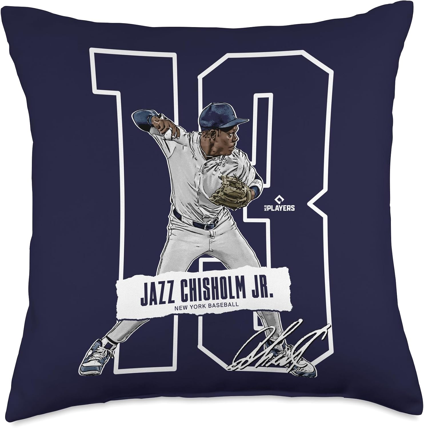 Jazz Chisholm | New York Baseball Players | MLBJAZ301N Throw Pillow