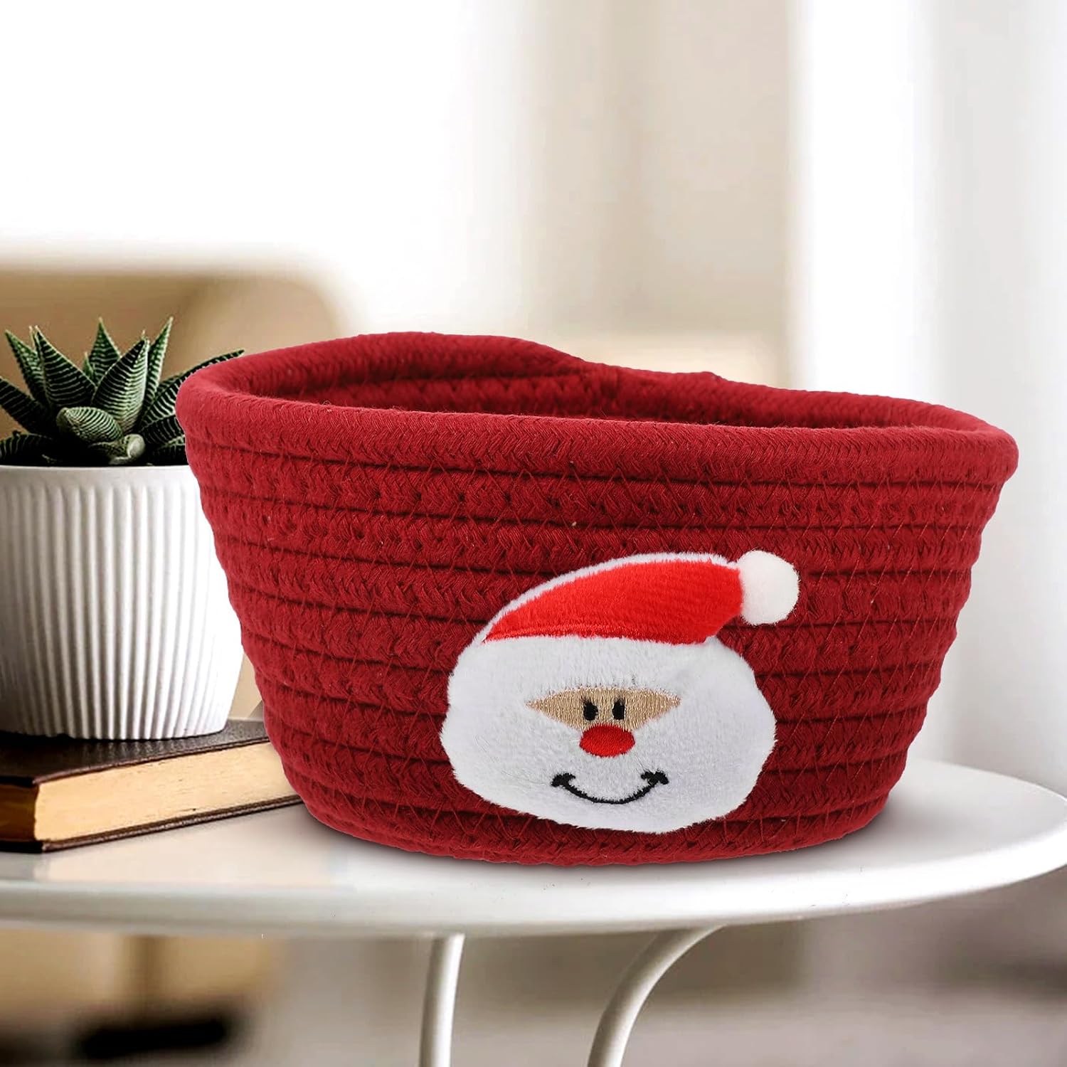 Xmas Cotton Thread Basket for Christmas Party Tabletop Storage