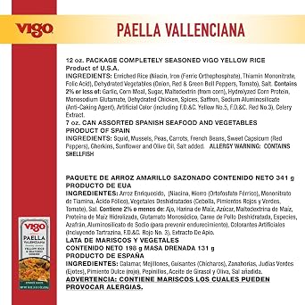 Vigo Authentic Paella Valenciana, Yellow Rice & Seafood Dinner, Spanish Recipe (Yellow Rice & Seafood Dinner, 19 Ounce (Pack of 6))