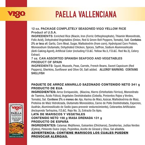 Vigo Authentic Paella Valenciana, Yellow Rice & Seafood Dinner, Spanish Recipe (Yellow Rice & Seafood Dinner, 19 Ounce (Pack of 6))