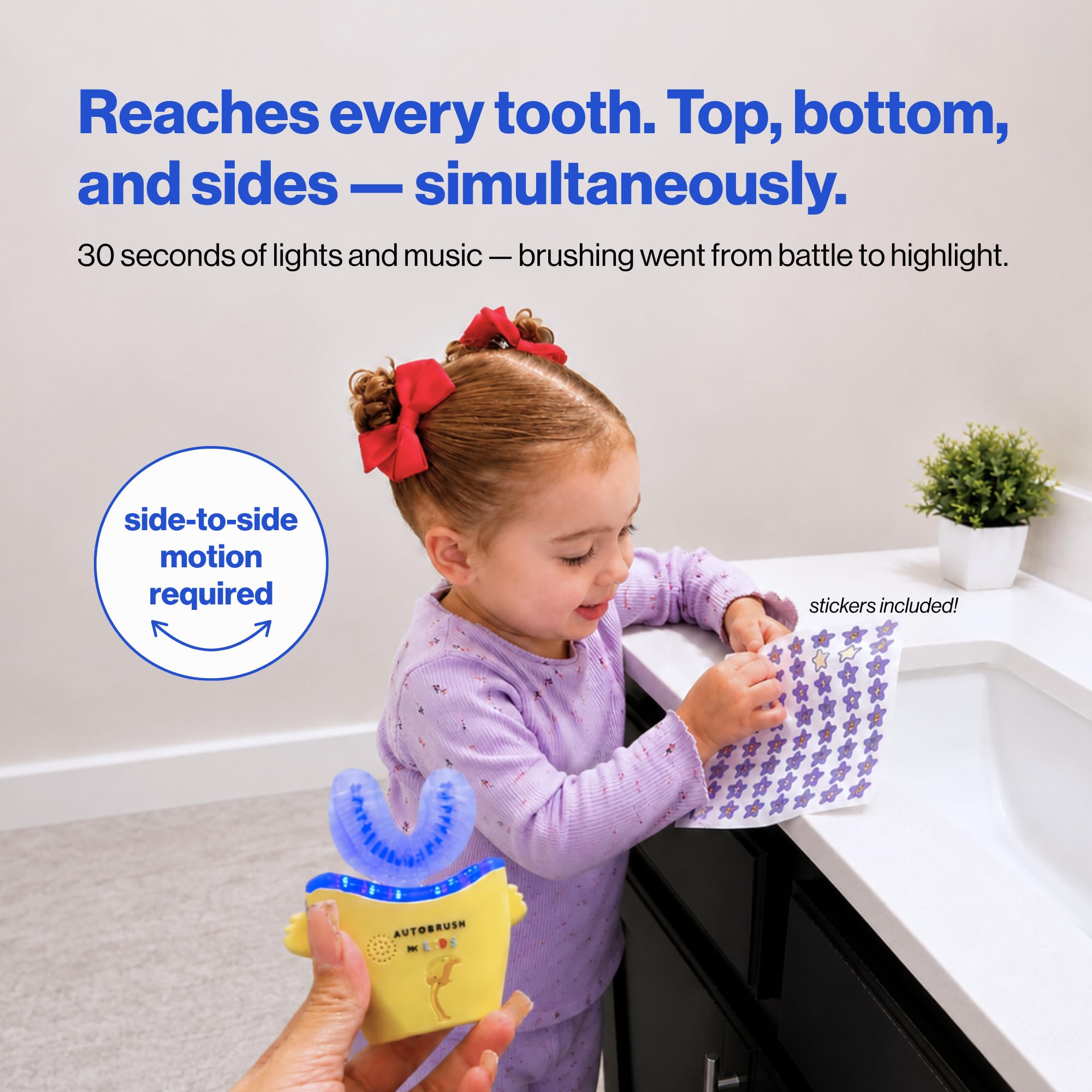 autobrush Cepillo de dientes eléctrico para niños, solo aceptado por ADA, cepillo de dientes en forma de U, clínicamente probado hasta 5.1 veces mejor limpieza, 30 segundos, cobertura completa de 360
