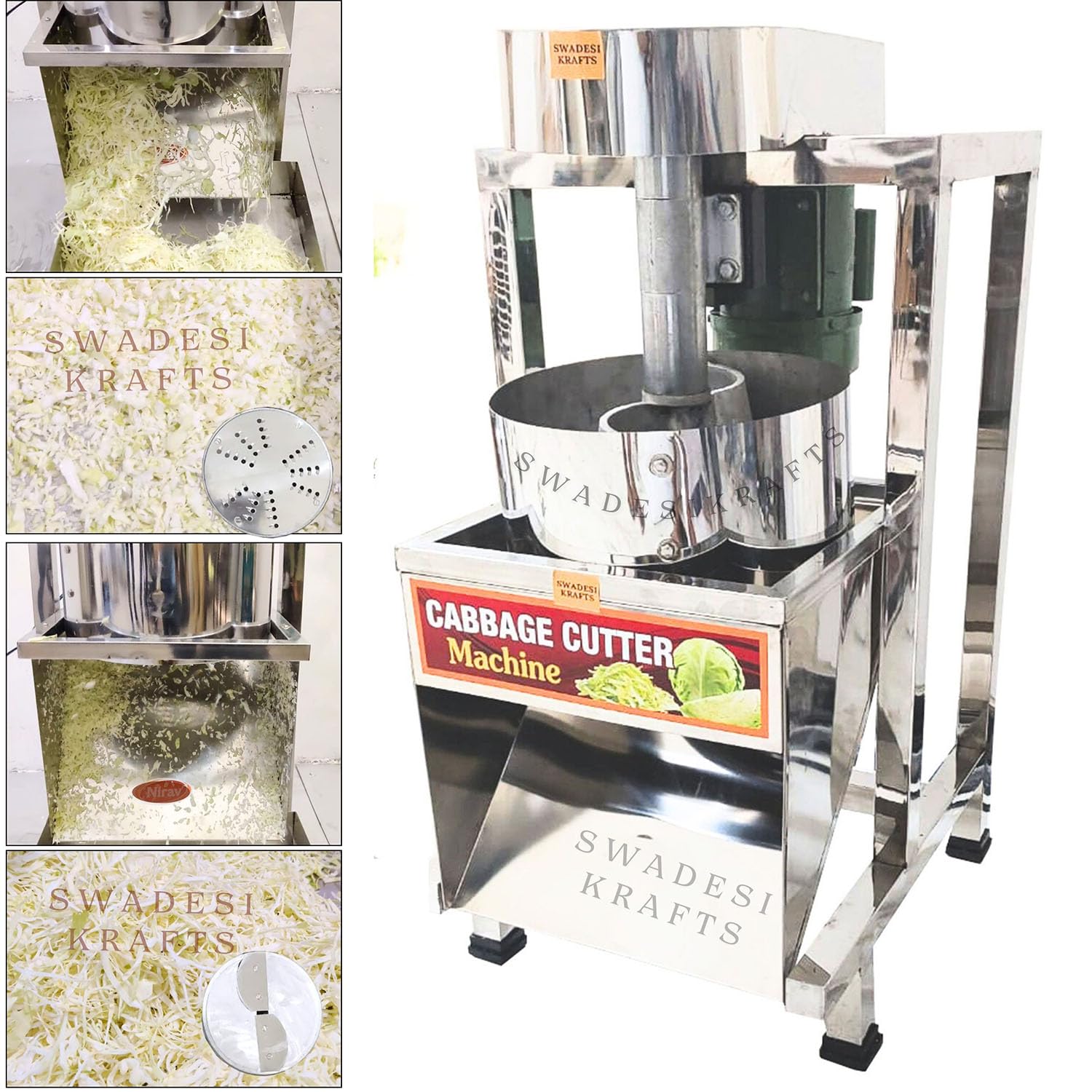 SWADESI KRAFTS Commercial Cabbage Cutting Machine for Hotel with 1hp Motor | Vegetable Cutter Machine for Kitchen is Capacity is 300-400kg/Hr A2-image-46