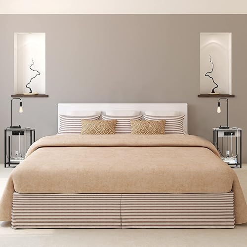 Miniatura 23 de CADUKE Juego de 2 mesitas de noche, mesita de noche con estación de carga para dormitorio, mesa auxiliar industrial con puertos USB y tomas de café